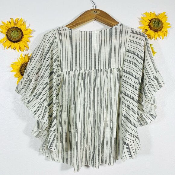 Ivy Jane Floral Embroidered Pin Stripe Dolman Boho Blouse Size XS Women’s - Picture 5 of 9